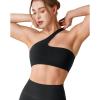 imageYEOREO Womens One Shoulder Sports Bras Workout Padded Yoga Tops One Strap Low Impact Asymmetrical Petite Claranie Crop TankBlack