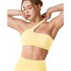 imageYEOREO Womens One Shoulder Sports Bras Workout Padded Yoga Tops One Strap Low Impact Asymmetrical Petite Claranie Crop TankMilk Yellow