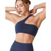 imageYEOREO Womens One Shoulder Sports Bras Workout Padded Yoga Tops One Strap Low Impact Asymmetrical Petite Claranie Crop TankNavy
