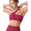 imageYEOREO Womens One Shoulder Sports Bras Workout Padded Yoga Tops One Strap Low Impact Asymmetrical Petite Claranie Crop TankRuby Red