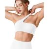 imageYEOREO Womens One Shoulder Sports Bras Workout Padded Yoga Tops One Strap Low Impact Asymmetrical Petite Claranie Crop TankWhite