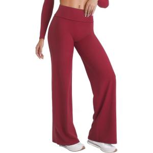 imageYEOREO VitaWeave Straight Leg Leggings Women Fold Over Wide Leg Pants 315 Eddiy Casual Gym Workout SweatpantsAnchor Red