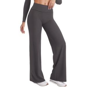 imageYEOREO VitaWeave Straight Leg Leggings Women Fold Over Wide Leg Pants 315 Eddiy Casual Gym Workout SweatpantsDark Gray