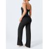 imageYEOREO VitaWeave Jumpsuits for Women Wide Leg Sleeveless Adjustable Strap Romper Square Neck Yoga Workout BodyconBlack