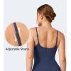 imageYEOREO VitaWeave Jumpsuits for Women Wide Leg Sleeveless Adjustable Strap Romper Square Neck Yoga Workout BodyconNavy Blue