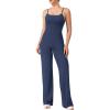 imageYEOREO VitaWeave Jumpsuits for Women Wide Leg Sleeveless Adjustable Strap Romper Square Neck Yoga Workout BodyconNavy Blue