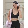 imageYEOREO Sports Bras for Women V Neck Adjustable Thin Straps Padded Workout Yoga Top Basic Wireless CamisoleBlack