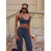imageYEOREO Sports Bras for Women V Neck Adjustable Thin Straps Padded Workout Yoga Top Basic Wireless CamisoleNavy