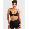imageYEOREO Women Sports Bra Jocelyna Sliding Back Straps Twist Front Criss Cross Light Support Strappy Padd Workout BraletteBlack