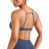 imageYEOREO Women Sports Bra Jocelyna Sliding Back Straps Twist Front Criss Cross Light Support Strappy Padd Workout BraletteBlue Gray
