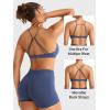 imageYEOREO Women Sports Bra Jocelyna Sliding Back Straps Twist Front Criss Cross Light Support Strappy Padd Workout BraletteBlue Gray