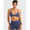 imageYEOREO Women Sports Bra Jocelyna Sliding Back Straps Twist Front Criss Cross Light Support Strappy Padd Workout BraletteBlue Gray