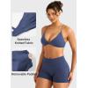 imageYEOREO Women Sports Bra Jocelyna Sliding Back Straps Twist Front Criss Cross Light Support Strappy Padd Workout BraletteBlue Gray