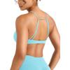 imageYEOREO Women Sports Bra Jocelyna Sliding Back Straps Twist Front Criss Cross Light Support Strappy Padd Workout BraletteLight Blue