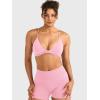 imageYEOREO Women Sports Bra Jocelyna Sliding Back Straps Twist Front Criss Cross Light Support Strappy Padd Workout BralettePink