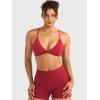 imageYEOREO Women Sports Bra Jocelyna Sliding Back Straps Twist Front Criss Cross Light Support Strappy Padd Workout BraletteRed