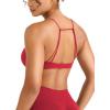 imageYEOREO Women Sports Bra Jocelyna Sliding Back Straps Twist Front Criss Cross Light Support Strappy Padd Workout BraletteRed
