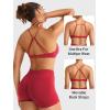 imageYEOREO Women Sports Bra Jocelyna Sliding Back Straps Twist Front Criss Cross Light Support Strappy Padd Workout BraletteRed