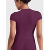 image:imageYEOREO Ease Women Workout Tops Slim Fitted Crewneck Short Sleeve Shirts Casual Stretchy Running Gym Yoga Crop TopBlack Cherry
