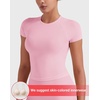 image:imageYEOREO Ease Women Workout Tops Slim Fitted Crewneck Short Sleeve Shirts Casual Stretchy Running Gym Yoga Crop TopPink