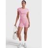 image:imageYEOREO Ease Women Workout Tops Slim Fitted Crewneck Short Sleeve Shirts Casual Stretchy Running Gym Yoga Crop TopPink