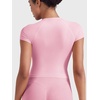image:imageYEOREO Ease Women Workout Tops Slim Fitted Crewneck Short Sleeve Shirts Casual Stretchy Running Gym Yoga Crop TopPink