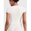 image:imageYEOREO Ease Women Workout Tops Slim Fitted Crewneck Short Sleeve Shirts Casual Stretchy Running Gym Yoga Crop TopWhite