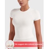 image:imageYEOREO Ease Women Workout Tops Slim Fitted Crewneck Short Sleeve Shirts Casual Stretchy Running Gym Yoga Crop TopWhite