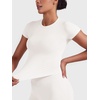 image:imageYEOREO Ease Women Workout Tops Slim Fitted Crewneck Short Sleeve Shirts Casual Stretchy Running Gym Yoga Crop TopWhite