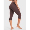 image:imageYEOREO Ease Womens Workout Capri Leggings 17 No Front Seam High Waisted Hidden Scrunch Gym Yoga PantsChocolate
