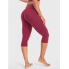 image:imageYEOREO Ease Womens Workout Capri Leggings 17 No Front Seam High Waisted Hidden Scrunch Gym Yoga PantsRuby Red