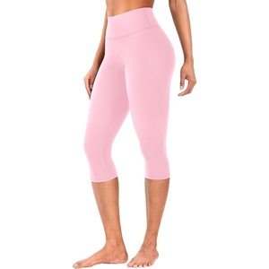 image:imageYEOREO Ease Womens Workout Capri Leggings 17 No Front Seam High Waisted Hidden Scrunch Gym Yoga PantsLight Pink