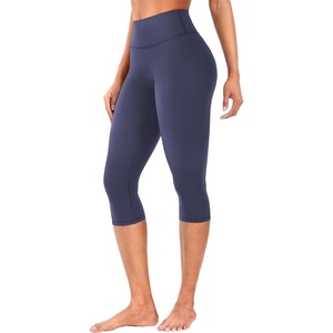 image:imageYEOREO Ease Womens Workout Capri Leggings 17 No Front Seam High Waisted Hidden Scrunch Gym Yoga PantsNavy Blue