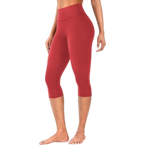 image:imageYEOREO Ease Womens Workout Capri Leggings 17 No Front Seam High Waisted Hidden Scrunch Gym Yoga PantsRed