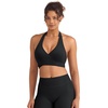 image:imageYEOREO CoreFlex Halter Sports Bras for Women Backless Padded Workout V Neck Bra Ajustable Straps Ballet Wrap Tie Gym Yoga TopBlack
