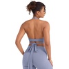 image:imageYEOREO CoreFlex Halter Sports Bras for Women Backless Padded Workout V Neck Bra Ajustable Straps Ballet Wrap Tie Gym Yoga TopGranite Blue