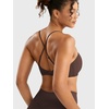 image:imageYEOREO CoreFlex Sports Bras for Women Workout Twist Cross Back Padded Adjustable Spaghetti Straps Gym Yoga TopsCocoa