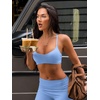image:imageYEOREO CoreFlex Sports Bras for Women Workout Twist Cross Back Padded Adjustable Spaghetti Straps Gym Yoga TopsIce Blue