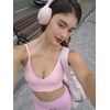 image:imageYEOREO LuxFlow Sports Bras for Women V Neck Adjustable Thin Straps Padded Workout Yoga Top Basic Wireless CamisoleLight Pink