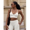 image:imageYEOREO LuxFlow Sports Bras for Women V Neck Adjustable Thin Straps Padded Workout Yoga Top Basic Wireless CamisoleWhite