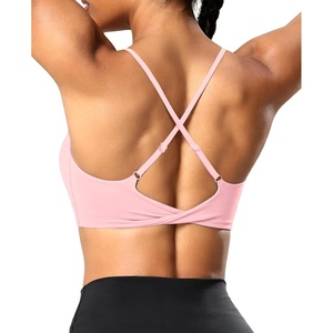 image:imageYEOREO CoreFlex Sports Bras for Women Workout Twist Cross Back Padded Adjustable Spaghetti Straps Gym Yoga TopsBaby Pink