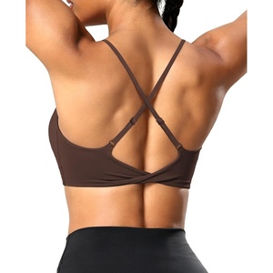 image:imageYEOREO CoreFlex Sports Bras for Women Workout Twist Cross Back Padded Adjustable Spaghetti Straps Gym Yoga TopsCocoa