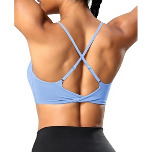 image:imageYEOREO CoreFlex Sports Bras for Women Workout Twist Cross Back Padded Adjustable Spaghetti Straps Gym Yoga TopsIce Blue