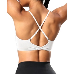 image:imageYEOREO CoreFlex Sports Bras for Women Workout Twist Cross Back Padded Adjustable Spaghetti Straps Gym Yoga TopsWhite