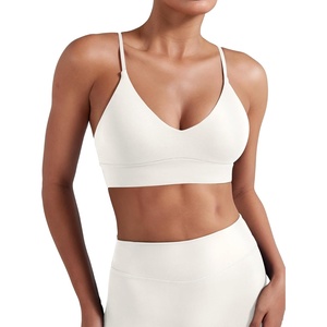 image:imageYEOREO LuxFlow Sports Bras for Women V Neck Adjustable Thin Straps Padded Workout Yoga Top Basic Wireless CamisoleWhite