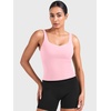 image:imageYEOREO CoreFlex Workout Tank Tops Women Open Back Built in Bra Longline Yoga Crop Top Gym Backless Padded CamisoleBaby Pink