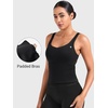 image:imageYEOREO CoreFlex Workout Tank Tops Women Open Back Built in Bra Longline Yoga Crop Top Gym Backless Padded CamisoleBlack