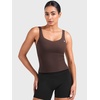 image:imageYEOREO CoreFlex Workout Tank Tops Women Open Back Built in Bra Longline Yoga Crop Top Gym Backless Padded CamisoleCocoa