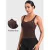 image:imageYEOREO CoreFlex Workout Tank Tops Women Open Back Built in Bra Longline Yoga Crop Top Gym Backless Padded CamisoleCocoa
