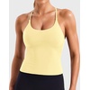 image:imageYEOREO LuxFlow Womens Twist Back Workout Tank Top Strappy Padded Impact Halter Yoga Athletic Bra U Neck Pilates CamisoleCreamy Yellow